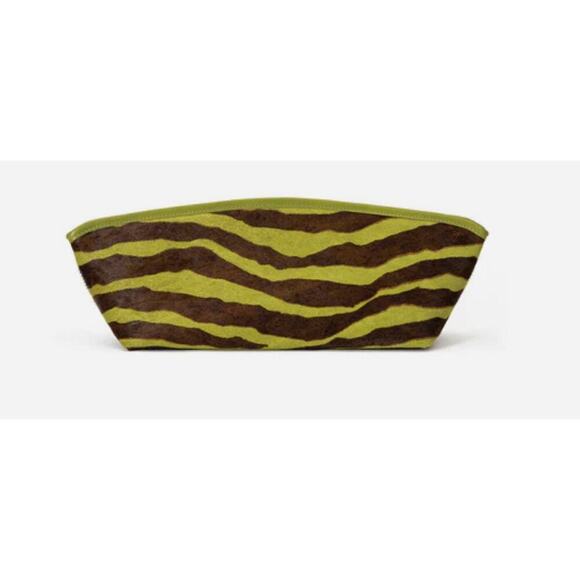 Brandon Blackwood Victoria Clutch in Green Zebra Ponyhair with Brass Hardware - Picture 6 of 14